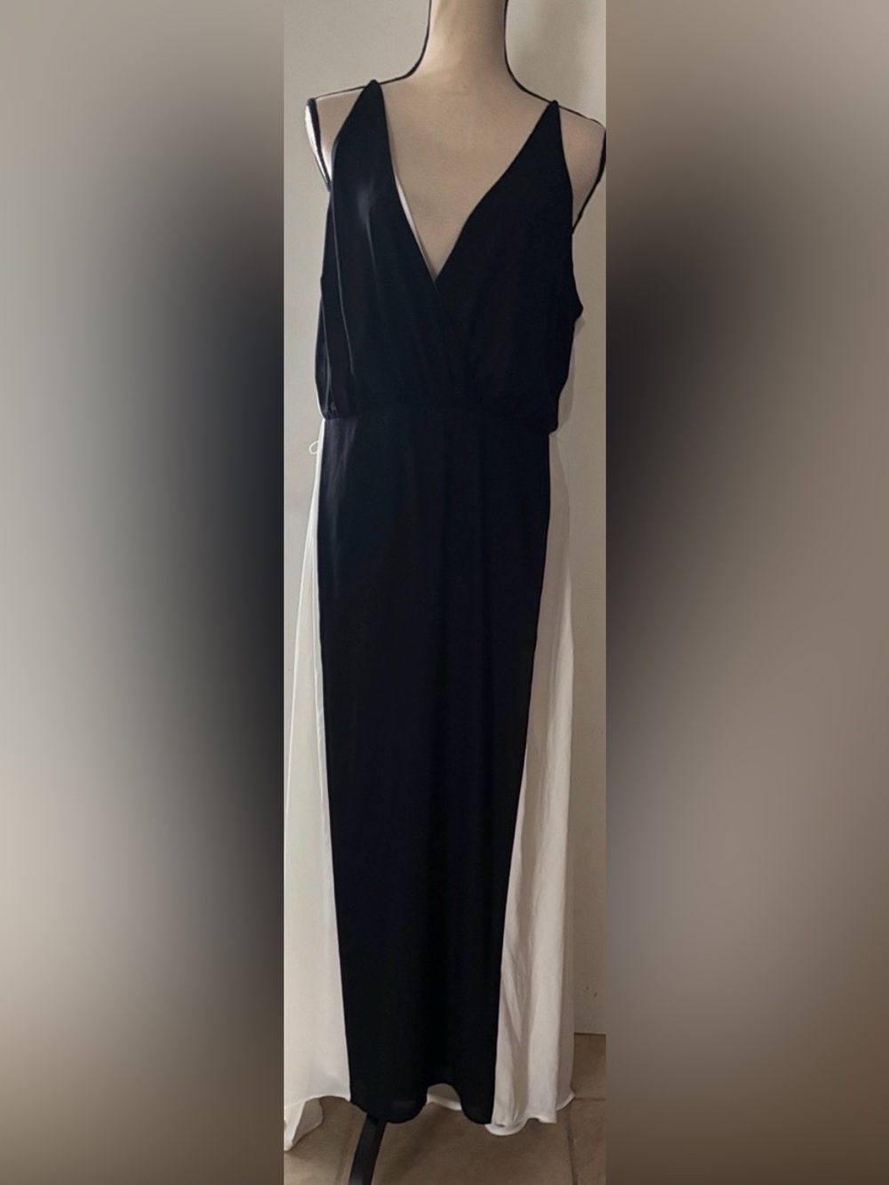 Express vintage Black & White halter high low Maxi Dress